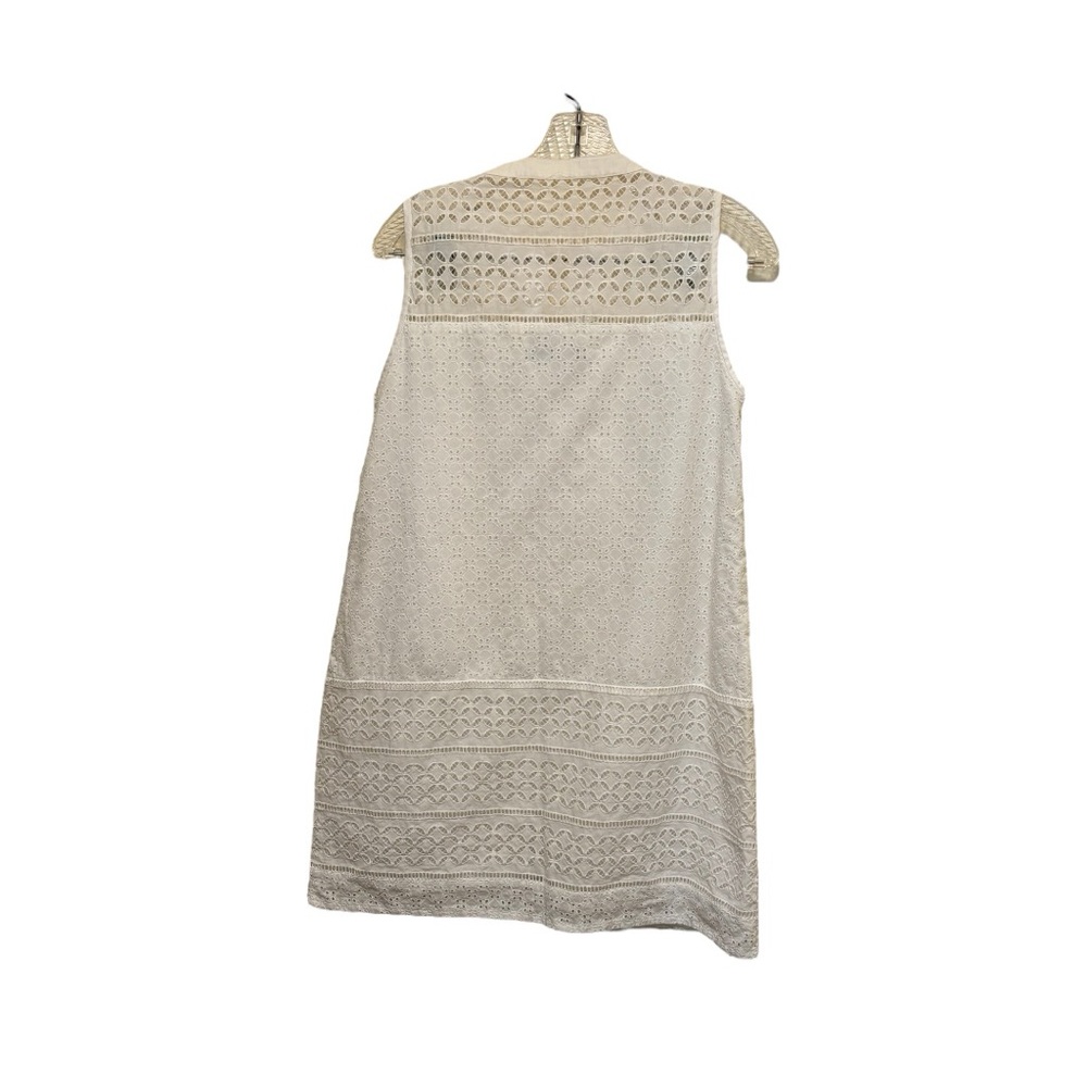 Loft Lace-Up Split-Joint Sleeveless Shift Dress Women's Petite Size 14 White - Picture 2 of 13